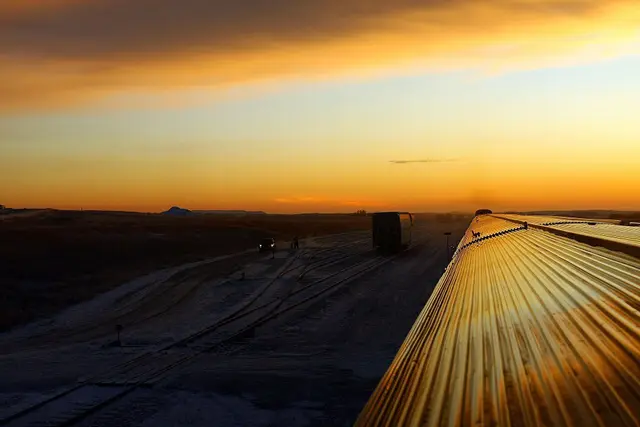 Rail yard at sunrise